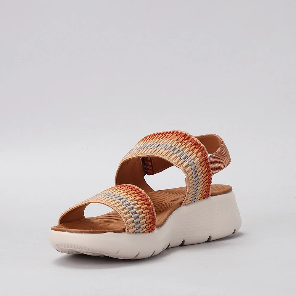 CC Resorts Welkin orange multi sandals featuring vibrant southwestern pattern and comfortable slip-on design.