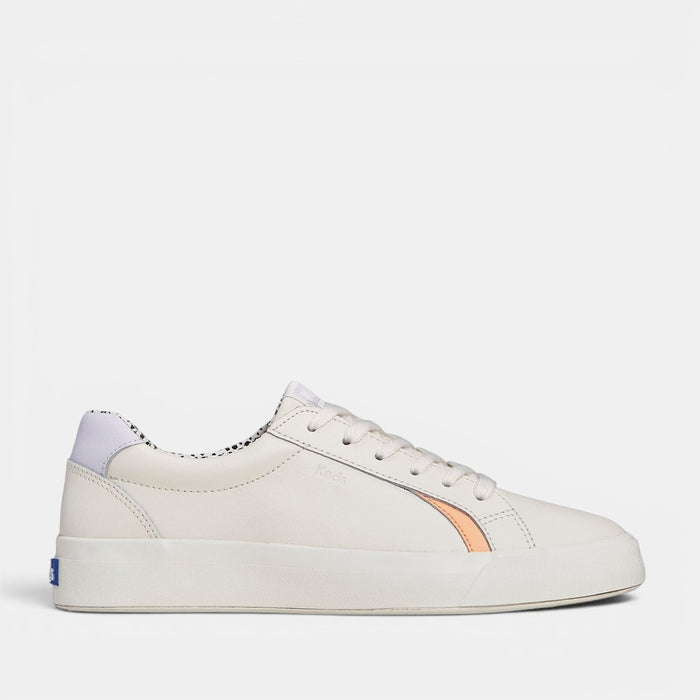 KEDS Pursuit leather sneakers in cream and multi-color design, casual footwear with stylish detail and comfortable fit.