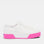 KEDS Triple Up white and pink leather sneakers for women with bumper and fox stripe details.