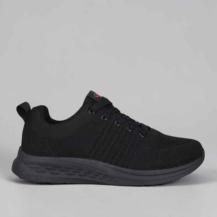 Black CABELLO Walker sneakers with sleek design and white sole, showcasing comfortable casual footwear.
