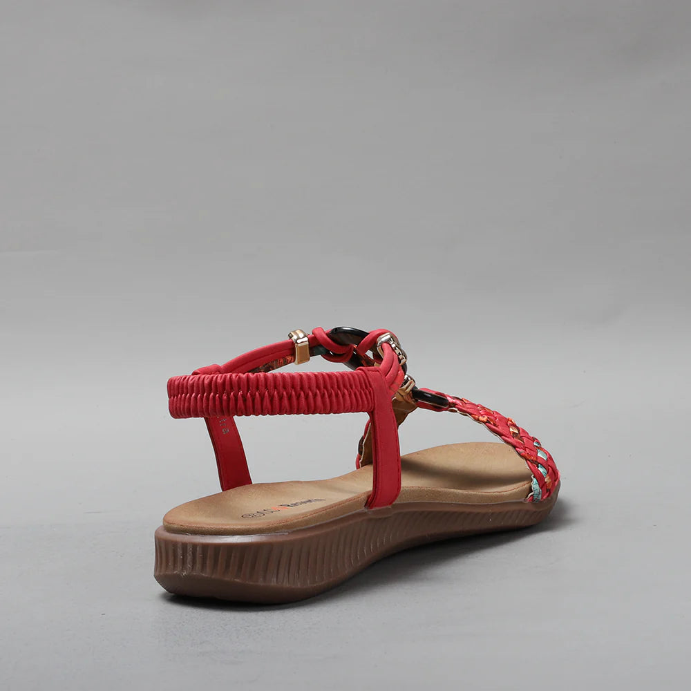CC Resorts Xtra Red Multi sandals featuring vibrant red and multicolor straps, casual slip-on style, and comfortable design.