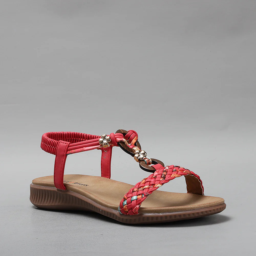 CC Resorts Xtra Red Multi sandals with colorful straps and cushioned soles, perfect for casual summer wear.