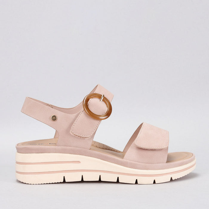 CC Resorts Yarra Blush sandals with open toe design and ankle strap, featuring blush pink color and stylish details.