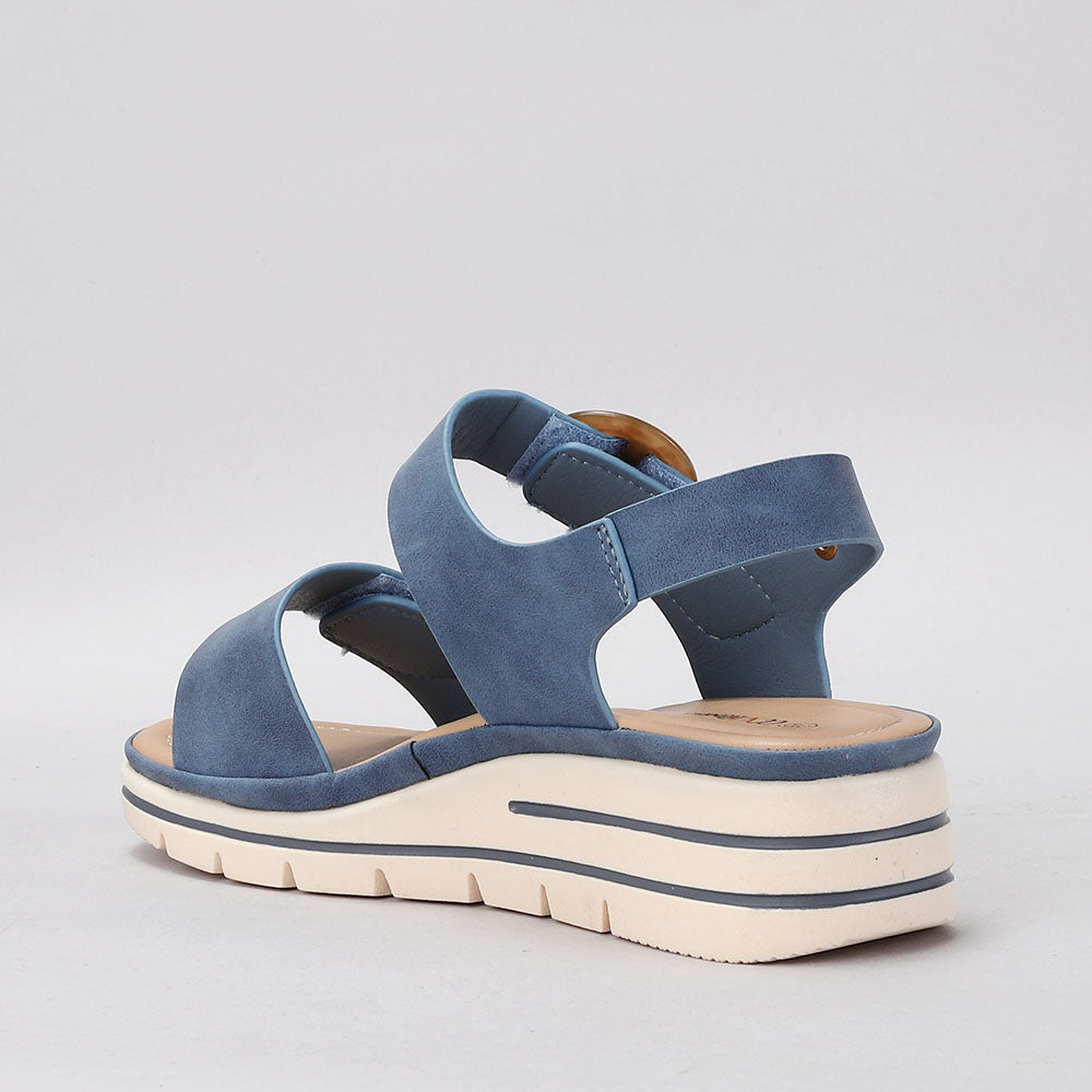 CC Resorts Yarra Denim sandals featuring blue denim straps and casual open-toe design, perfect for summer outings.