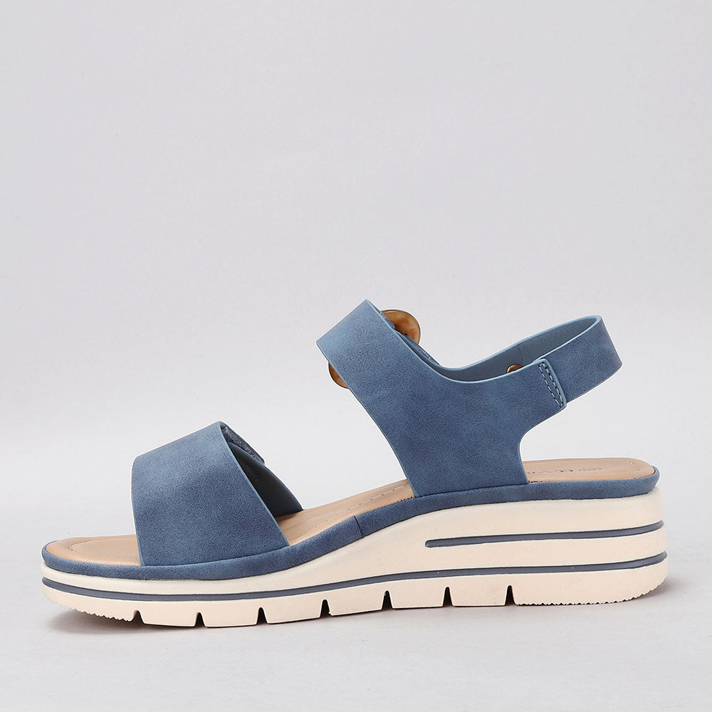 CC Resorts Yarra Denim sandals featuring denim straps, casual open-toe design, and flat sole for comfortable summer wear.