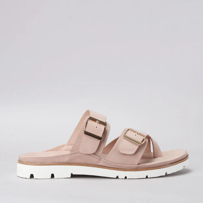 CC Resorts VS Treads Yen Blush flats with side view, showcasing blush pink color and sleek design.
