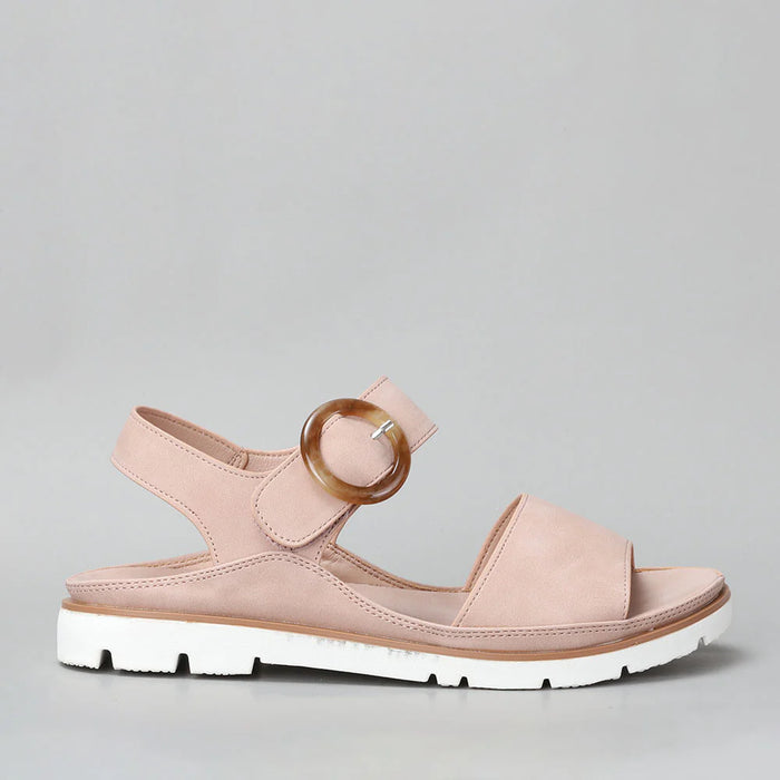 Pink blush VS Treads Yuma sandals with adjustable straps and open toe design, perfect for casual summer wear.