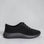 Black Arcopedico Daintree sneakers with breathable fabric and lightweight sole, showing their stylish, casual design.
