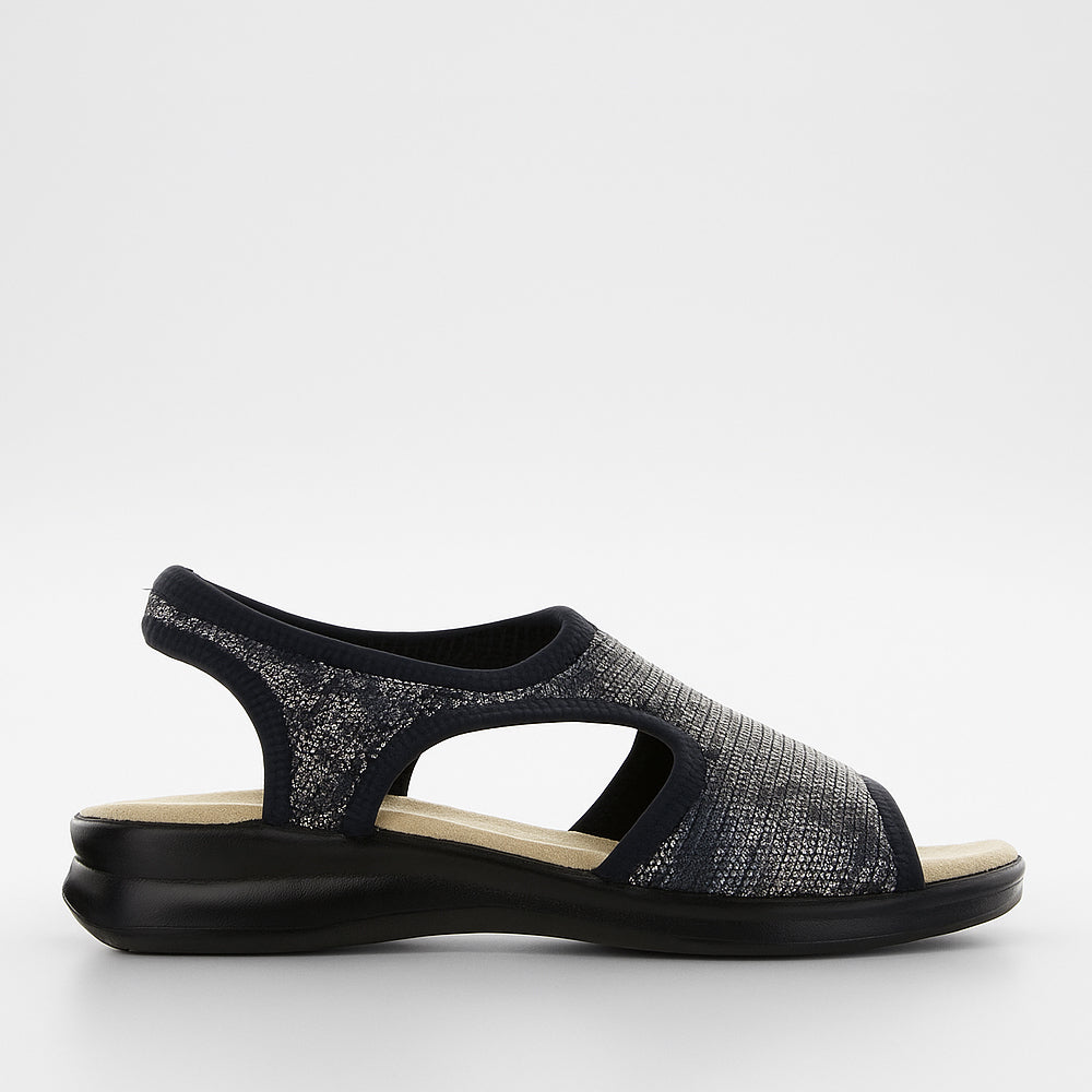 Euroflex Tuscany Black sandals in black leather with a comfortable slip-on design
