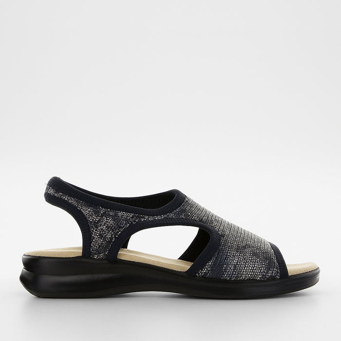Black Euroflex Tuscany sandals with open-toe design and adjustable straps, displayed on a plain background.
