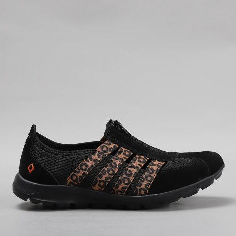 Black CC RESORTS Christine Leo casuals featuring a stylish black leopard print design.