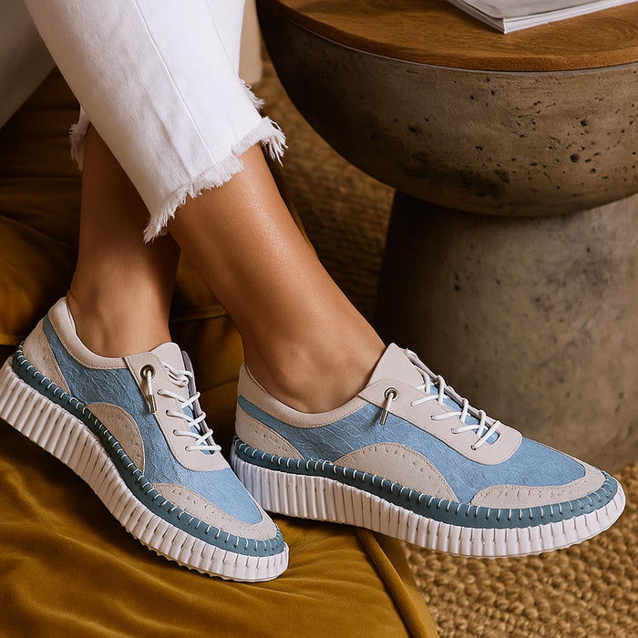 CABELLO Boost Denim White sneakers featuring a white denim upper and casual sporty design.
