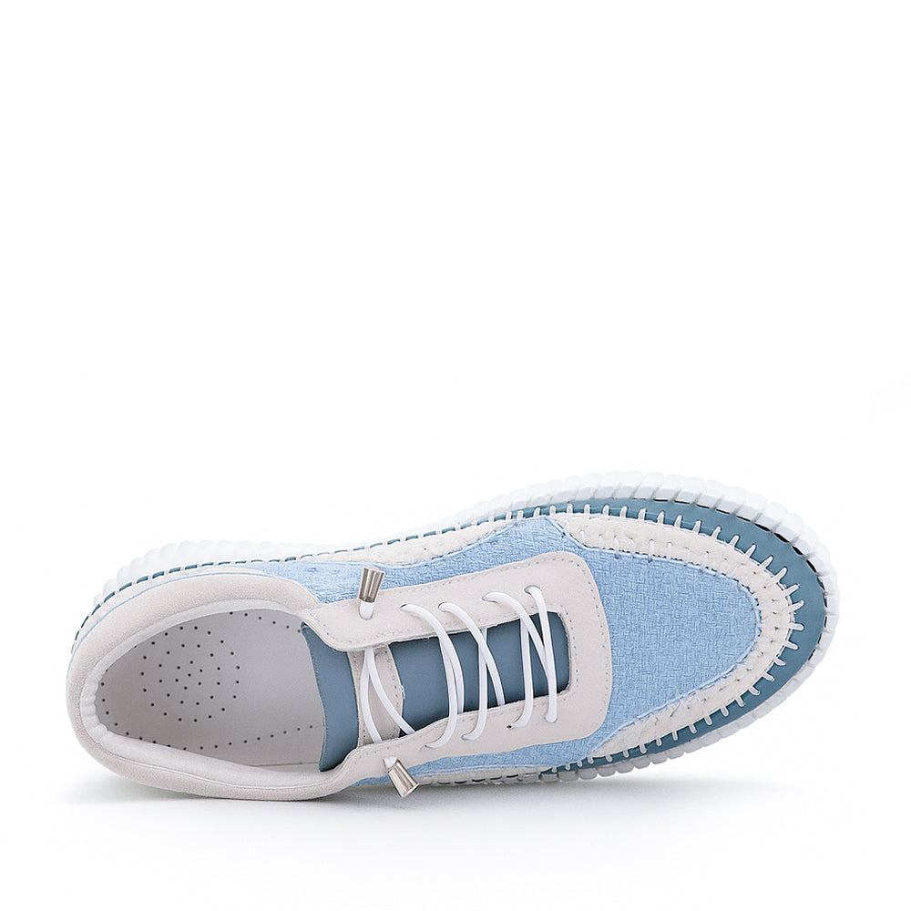 CABELLO Boost Denim White sneakers with white denim and rubber sole, stylish casual footwear for everyday wear