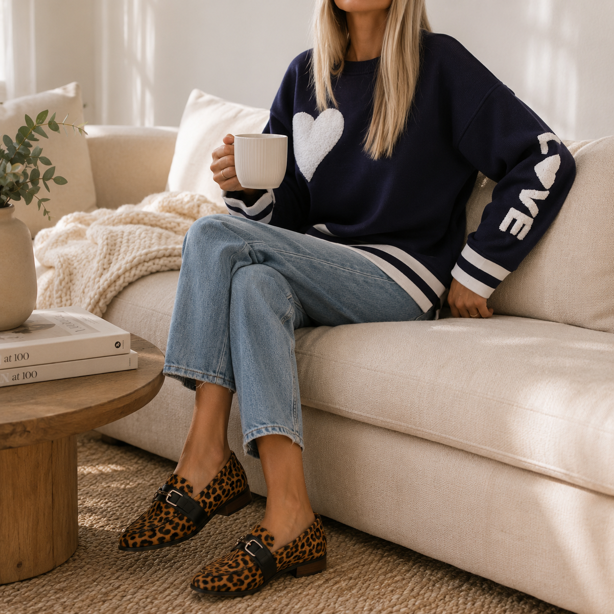 WHO'S CHARLIE HEART NAVY SWEATER