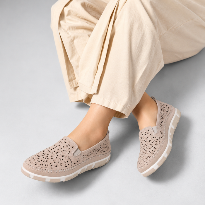 Cabello Camden Taupe slip-on shoes in a neutral taupe finish
