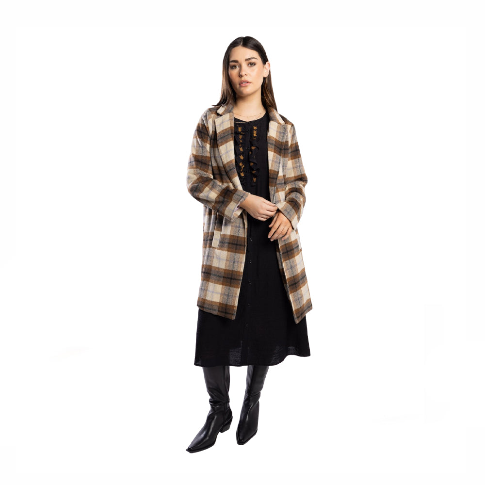 DRAMA THE LABEL GLACIER COAT AUTUMN CHECK Women Blazers, Jackets & Coats - Zeke Collection NZ