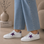 ALFIE & EVIE Valdo white and purple sneakers with laces and stylish design, perfect for casual wear.