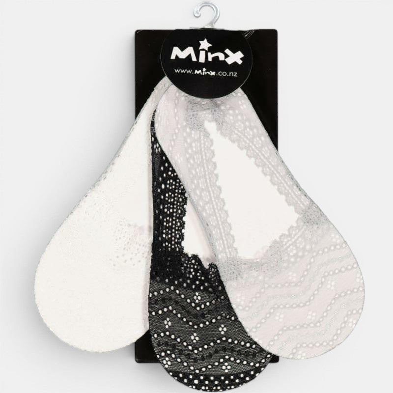 Minx Dainty Sockette trio featuring soft, lightweight ankle socks in pastel colors, displayed flat with a smooth fabric texture.