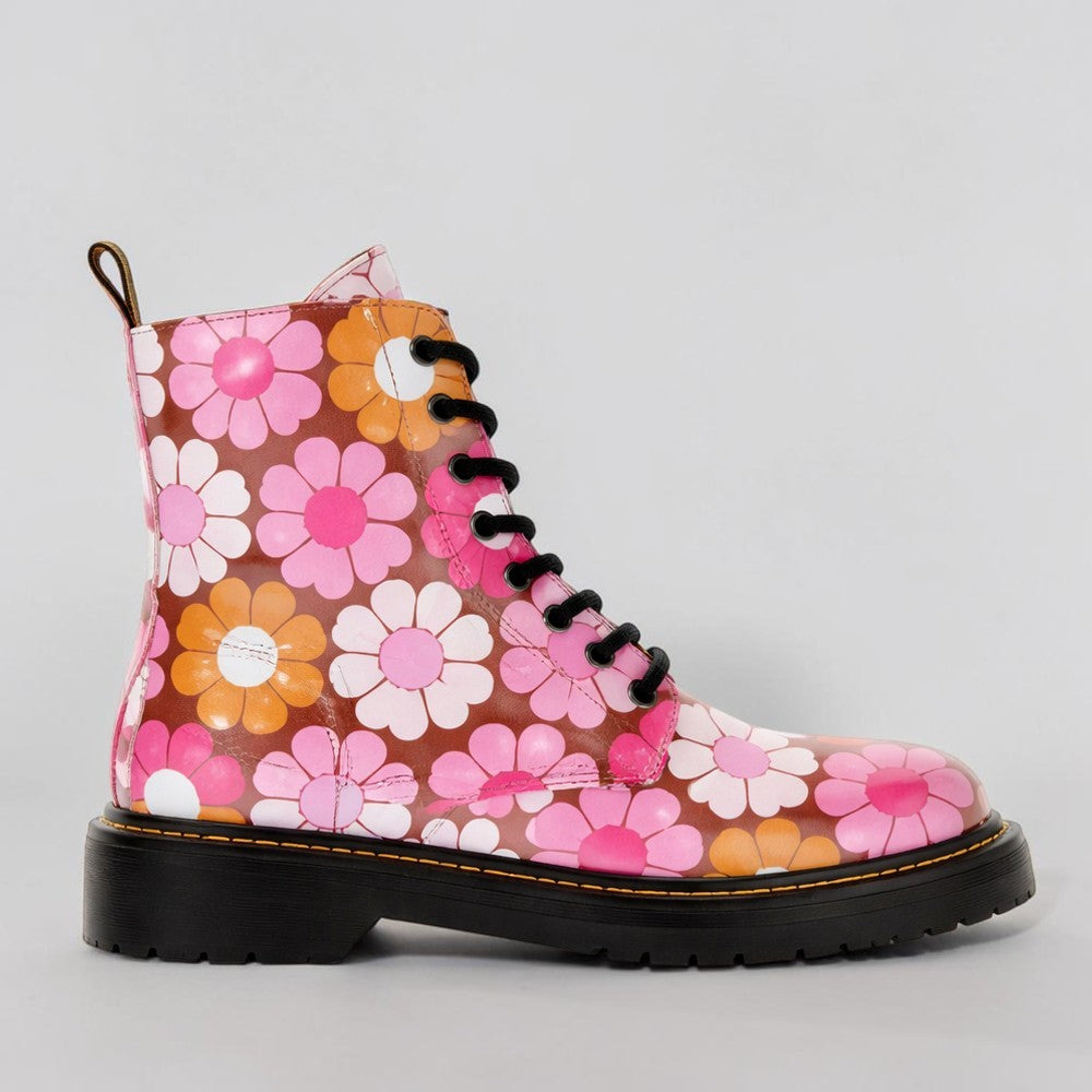 Pink floral LE SANSA depth boots with decorative floral patterns and stylish design, perfect for casual or outdoor wear.