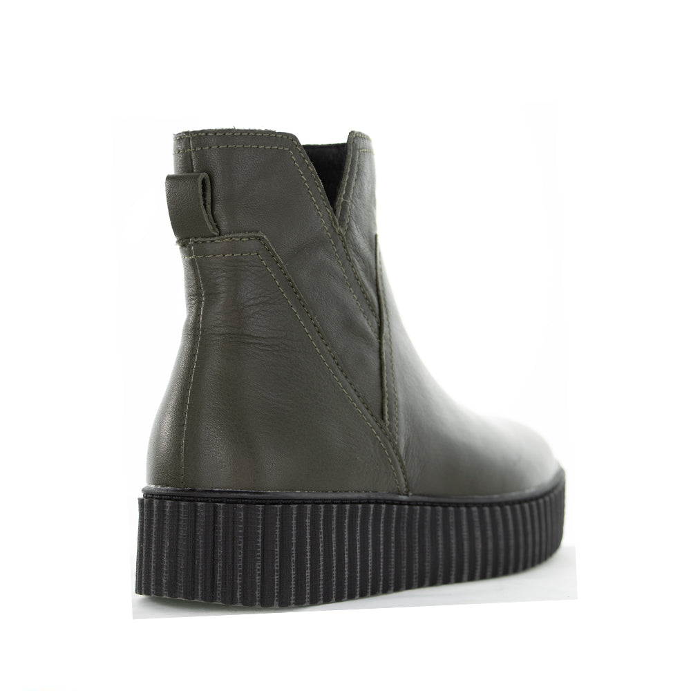 Alfie & Evie Desmond Khaki boots featuring a stylish design, with laces and a sturdy sole, perfect for casual wear.