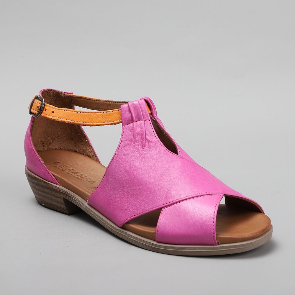 Le Sansa Lesansa Digby Bead Orange sandals featuring beaded straps and open-toe design for casual summer wear.