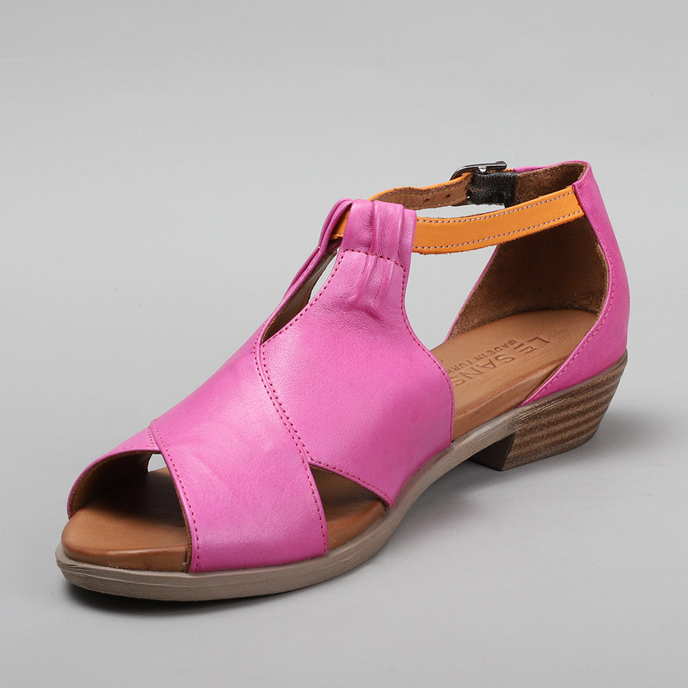 Orange Le Sansa Digby bead sandals with braided straps and decorative bead details, perfect for casual summer wear.