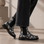 LE SANSA Dingo Black Floral boots with floral pattern and ankle-high design, featuring lace-up closure and stylish detailing.