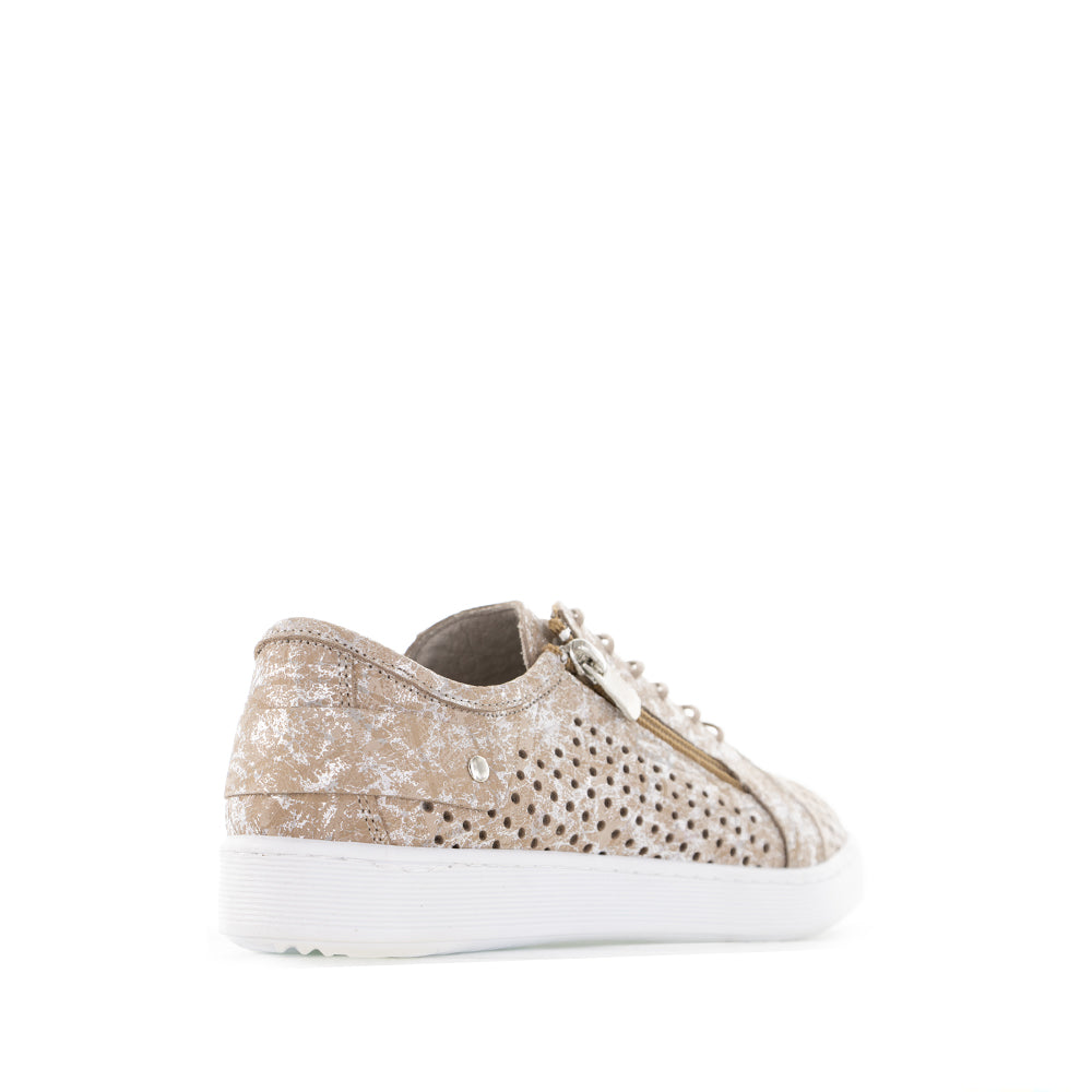 Cabello EG17 taupe print sneakers with stylish patterned design, featuring comfortable lace-up footwear for casual wear.
