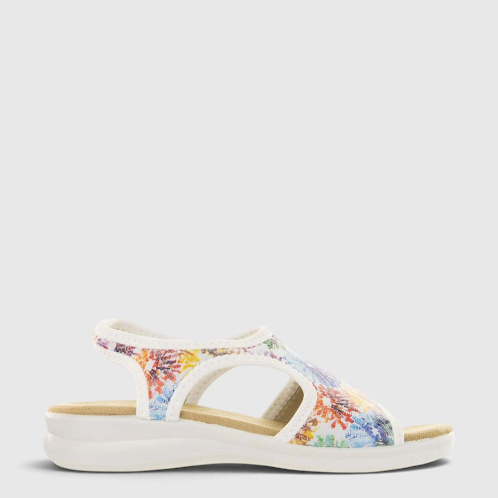 Euroflex Tuscany white floral sandals with adjustable straps and cushioned footbed