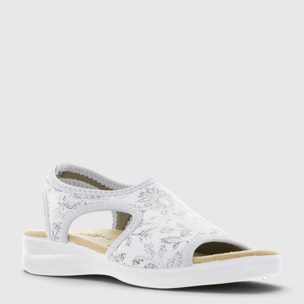 Euroflex Tuscany White sandals in white with cushioned footbed and adjustable straps