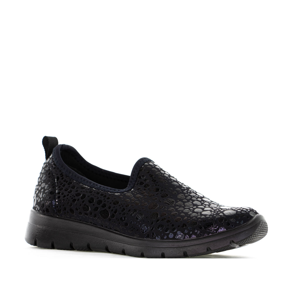 Euroflex Florence Leopard slip-on shoes featuring a bold leopard print pattern and comfortable casual design.