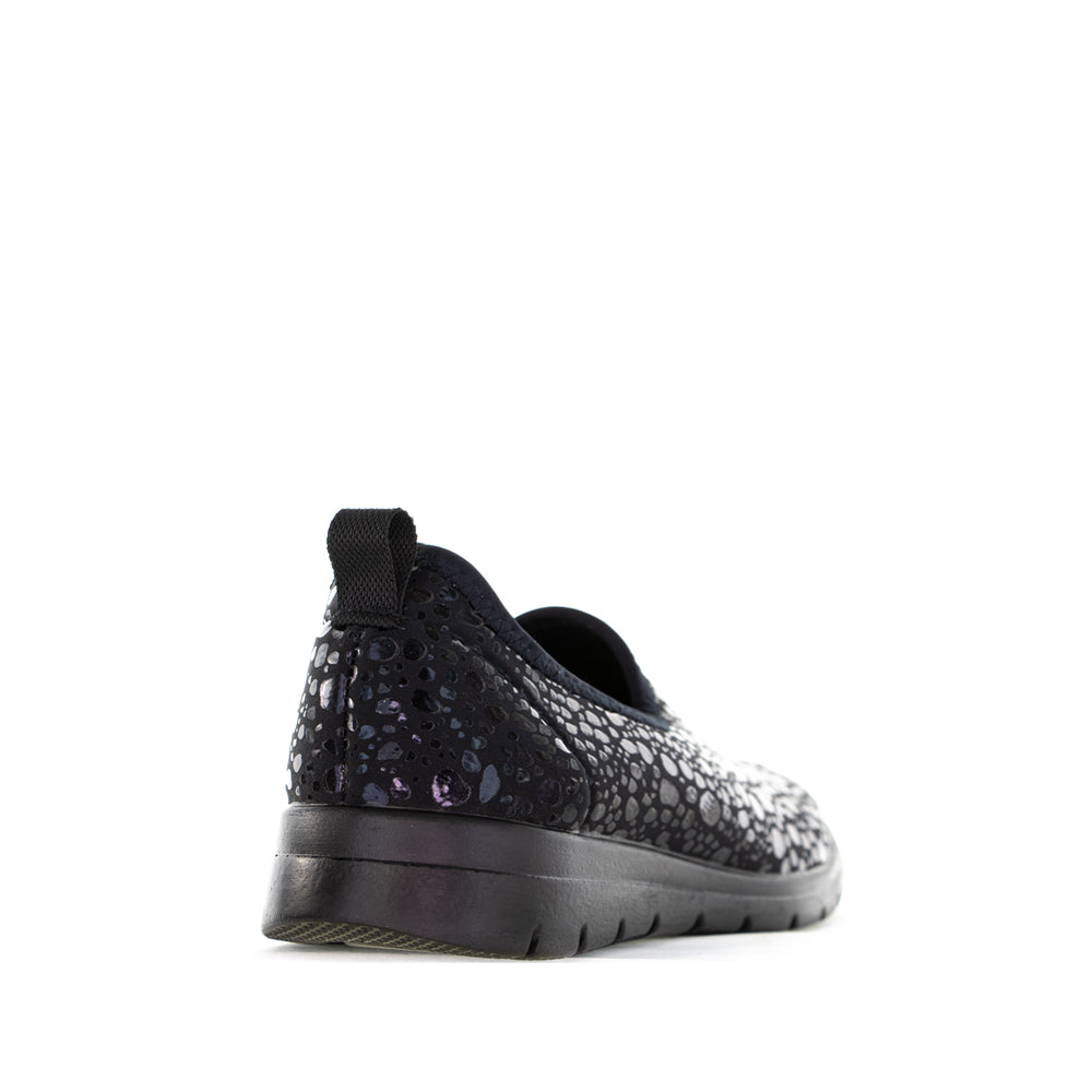 Euroflex Florence leopard slip-on shoes featuring a leopard print pattern and comfortable slip-on design.