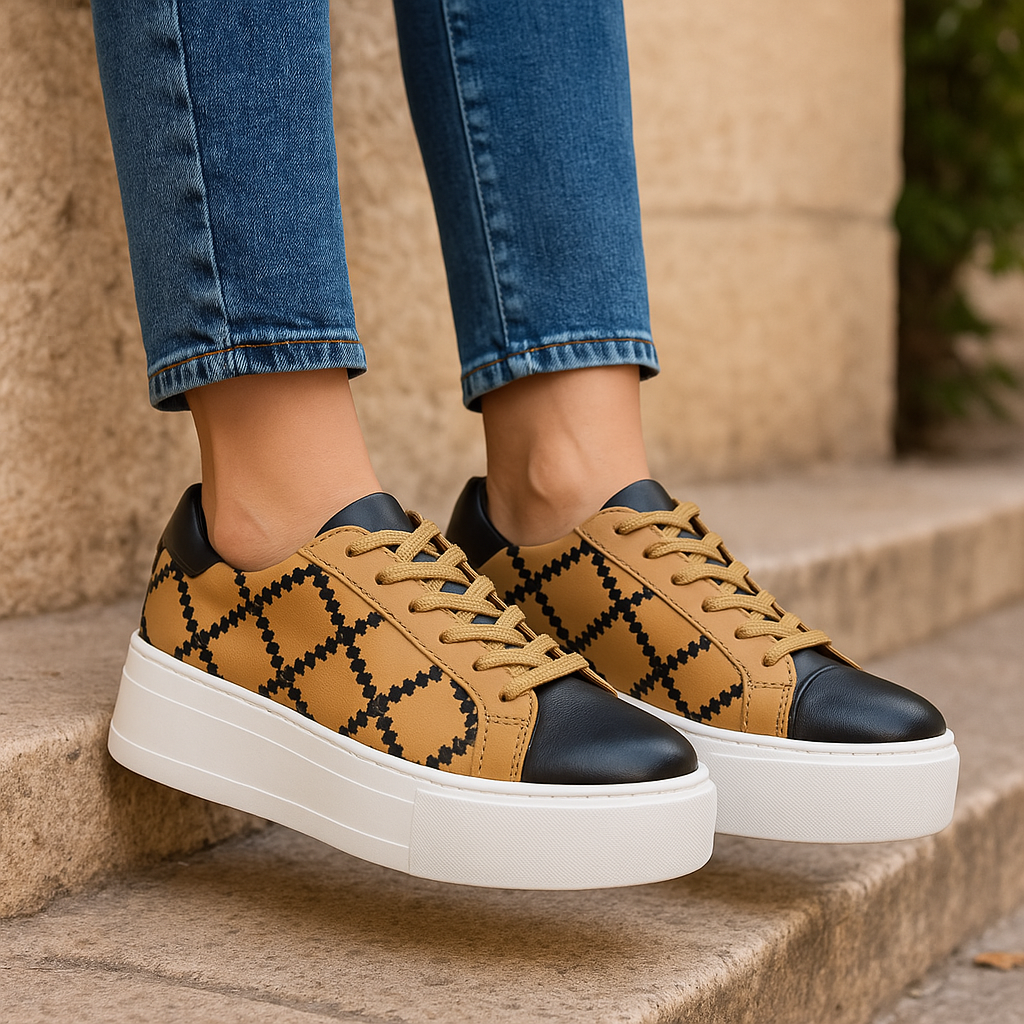ALFIE &amp; EVIE FRANKIE BLACK CAMEL Women Sneakers - Zeke Collection NZ