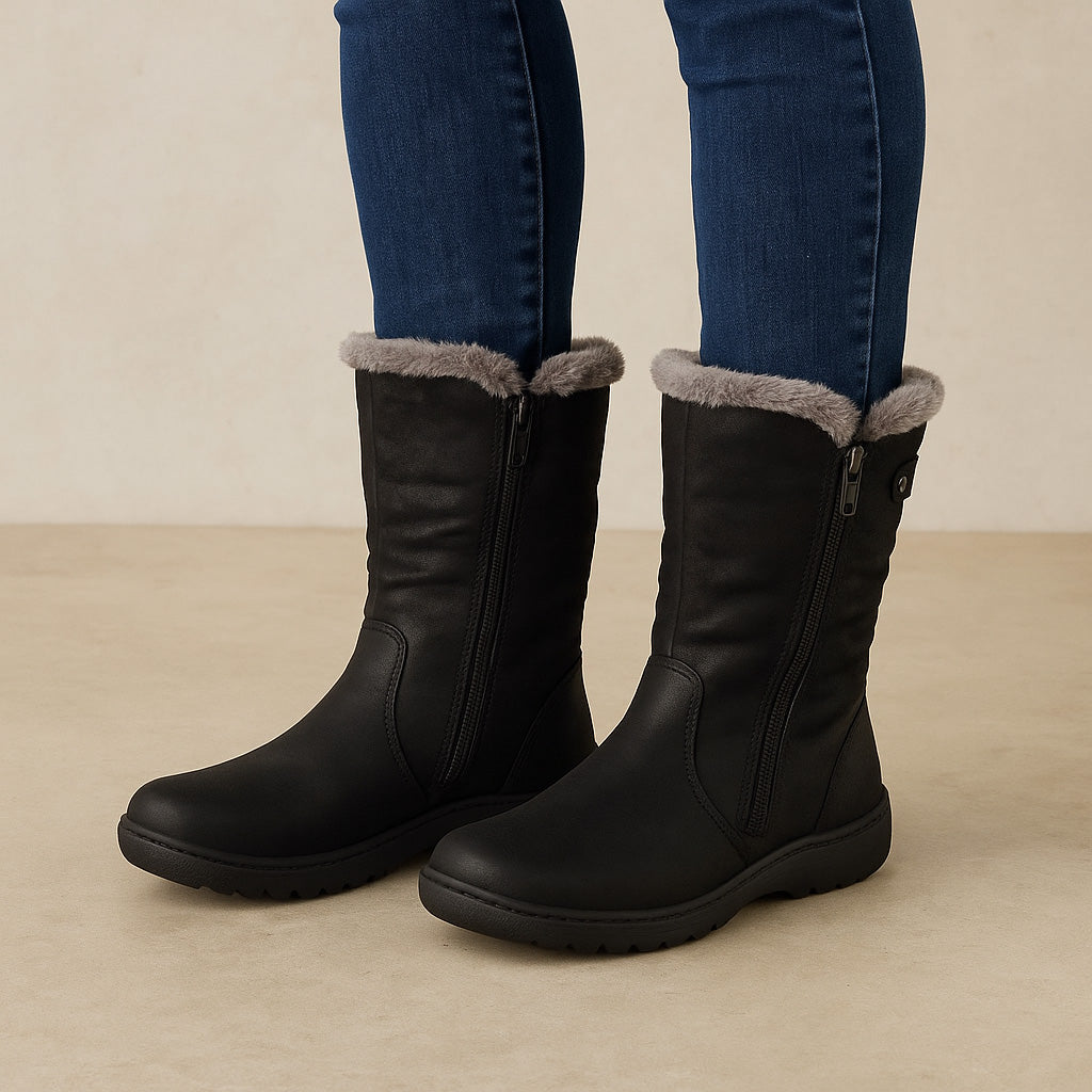 Black CC Resorts Goose boots with a stylish design, featuring a sleek silhouette and comfortable fit.