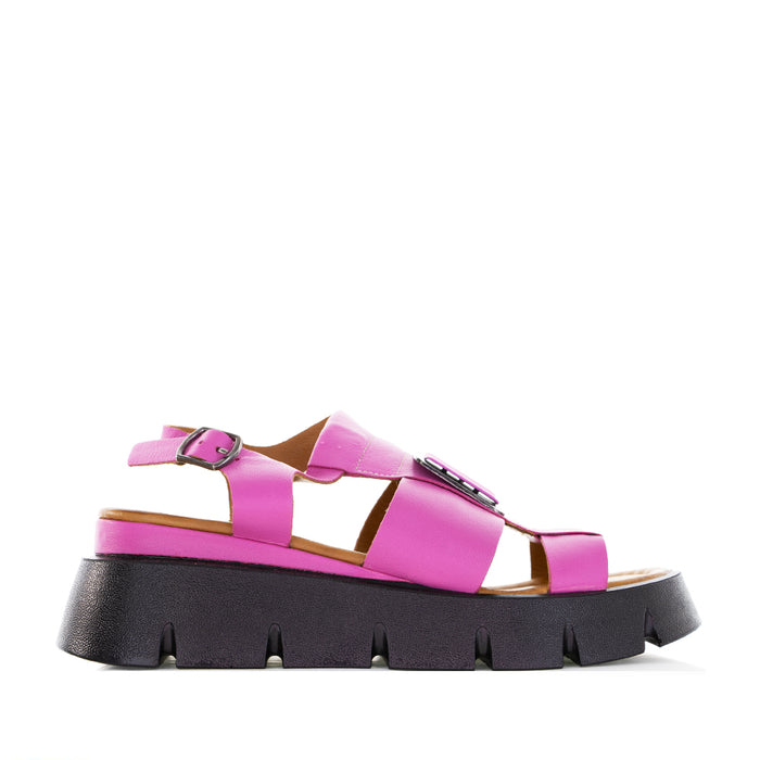 Le Sansa Hindi Hot Pink sandals featuring vibrant fuchsia color and stylish design, perfect for casual and trendy outfits.