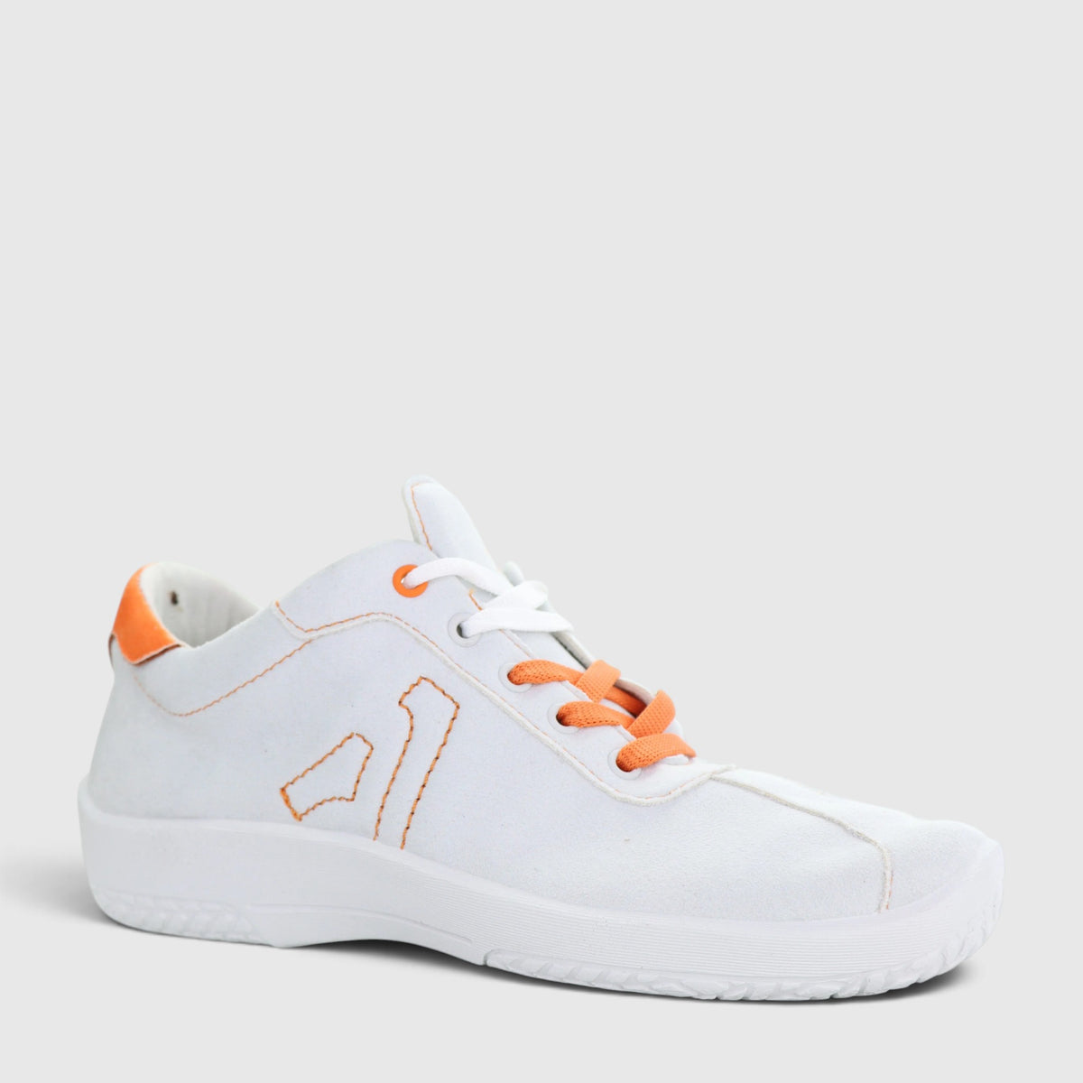 Arcopedico Diamond Luna/Pumpkin sneakers with textured design and comfortable slip-on style, featuring orange and beige tones.