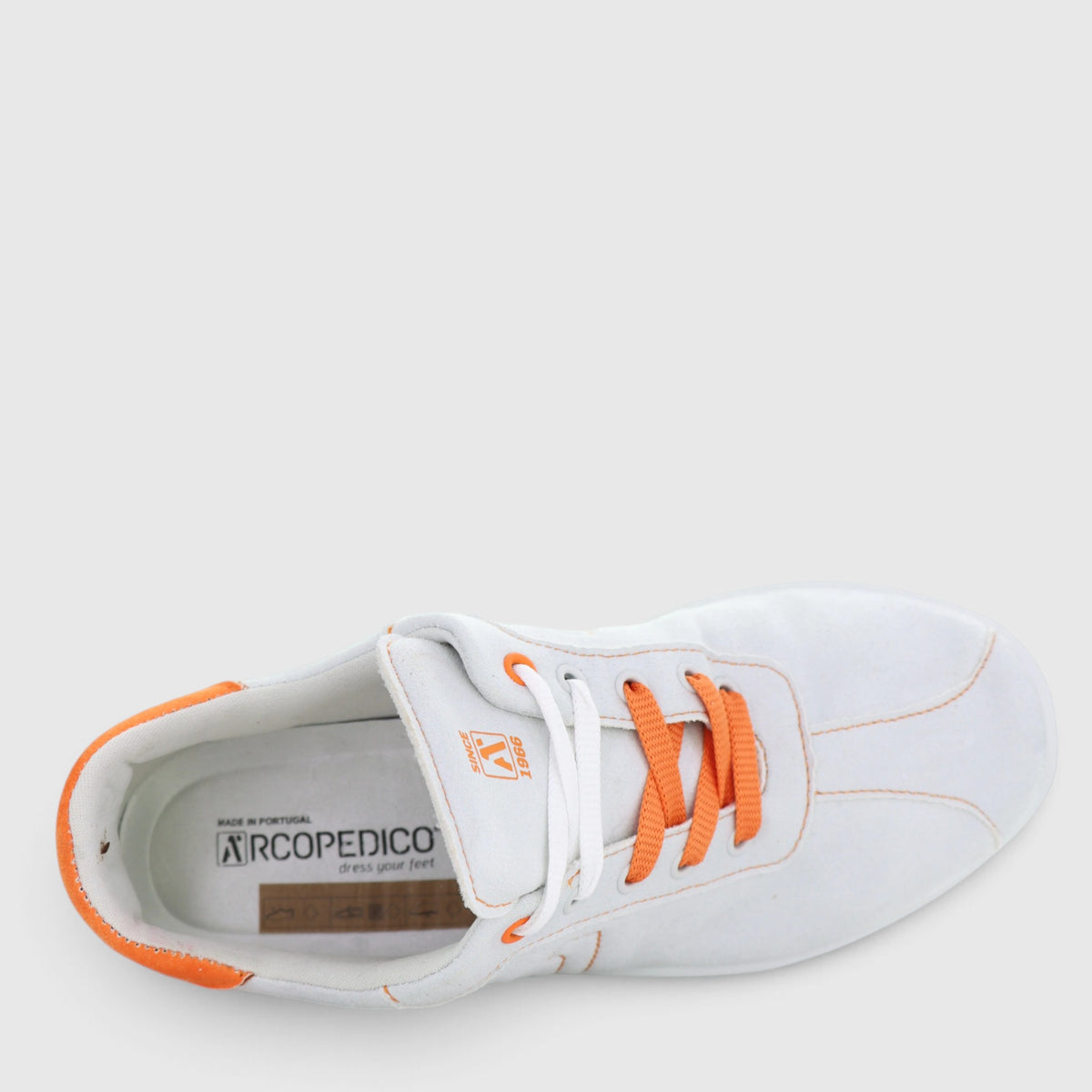 Arcopedico Diamond Luna/Pumpkin sneakers with a stylish design, featuring orange and beige tones and comfortable slip-on style.
