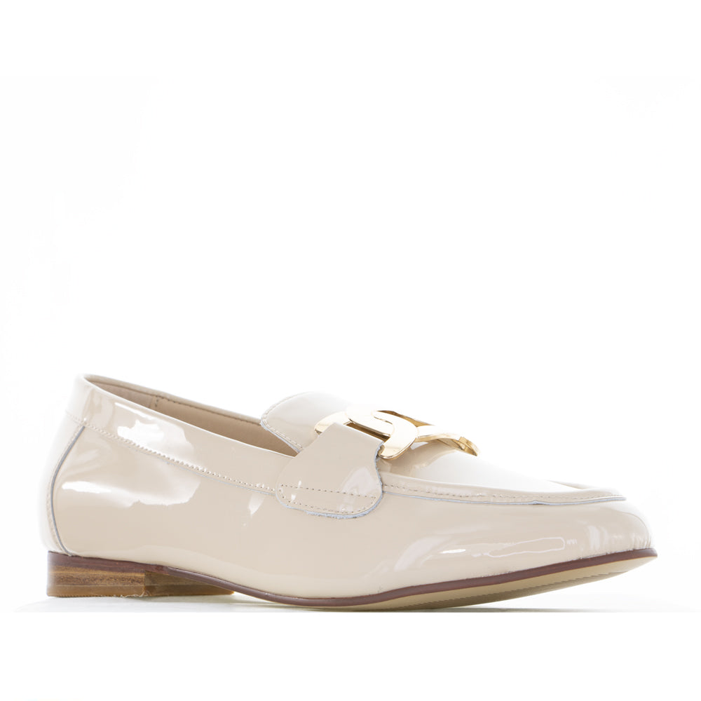Naked Arches JAP Nude Patent loafers with sleek, shiny finish and classic slip-on design, displayed on a neutral background.