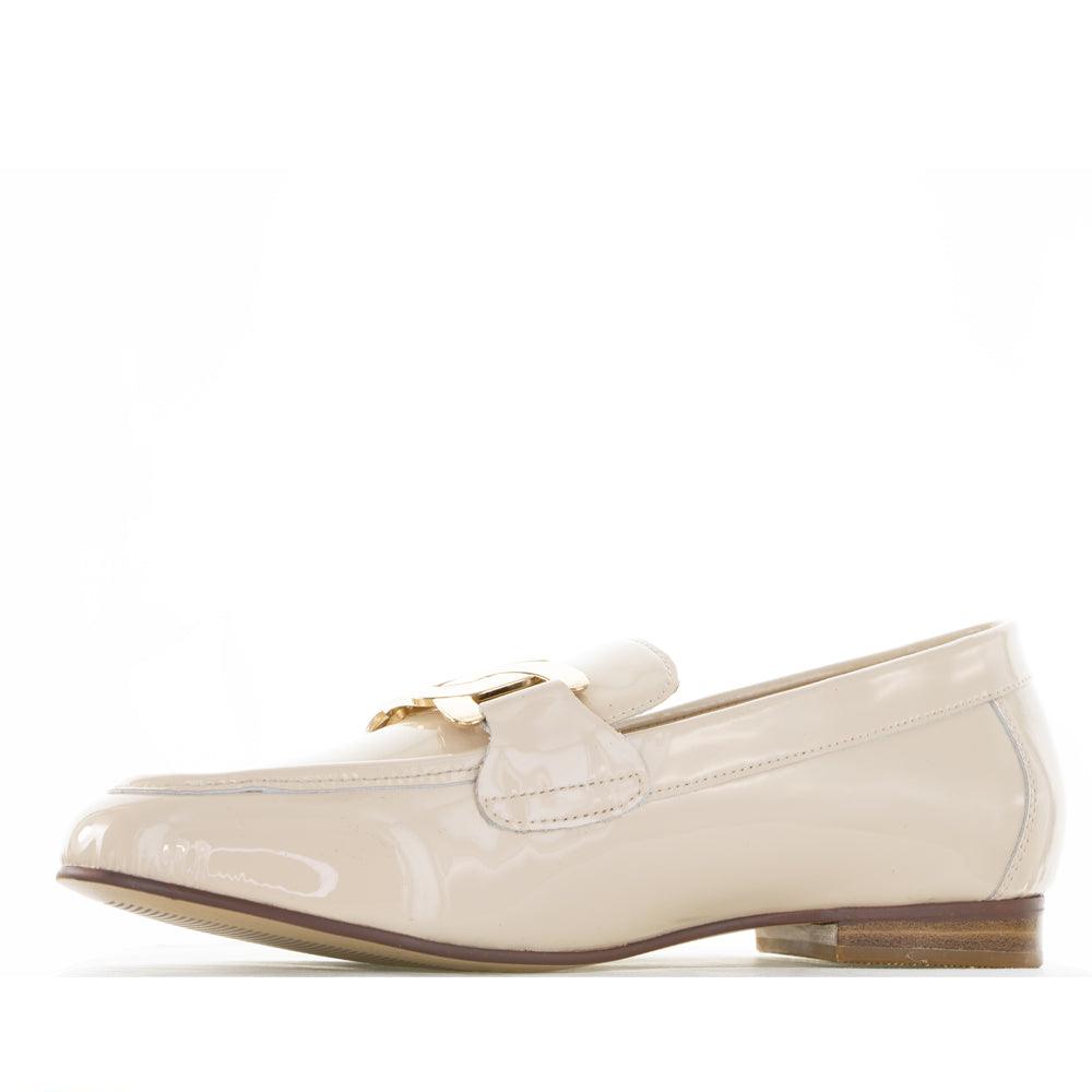 Naked Arches Jap Nude Patent loafers with sleek, shiny finish and classic slip-on design, displayed on a neutral background.