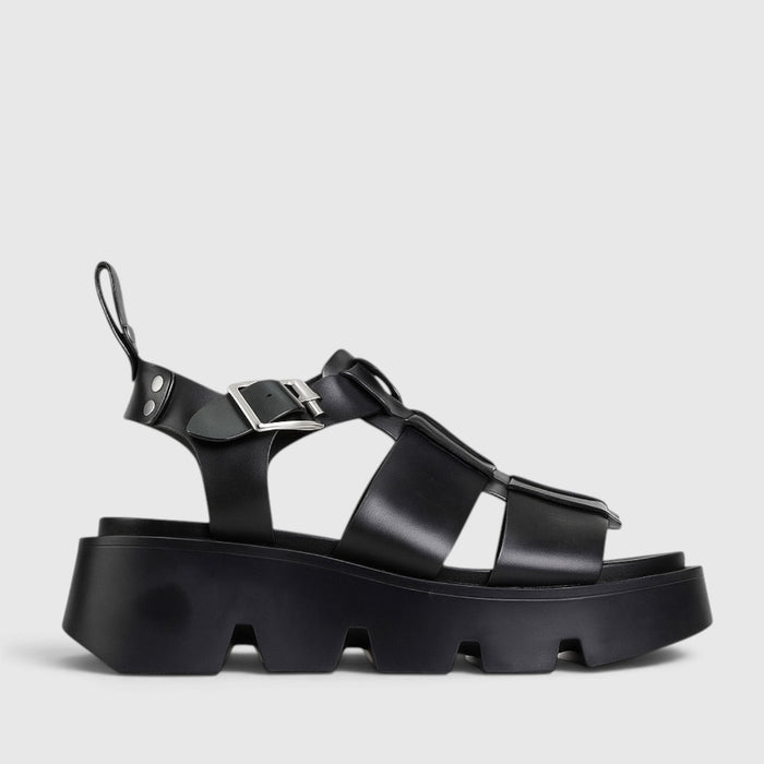Eos Kailan Black sandals featuring sleek black straps and a comfortable open-toe design.