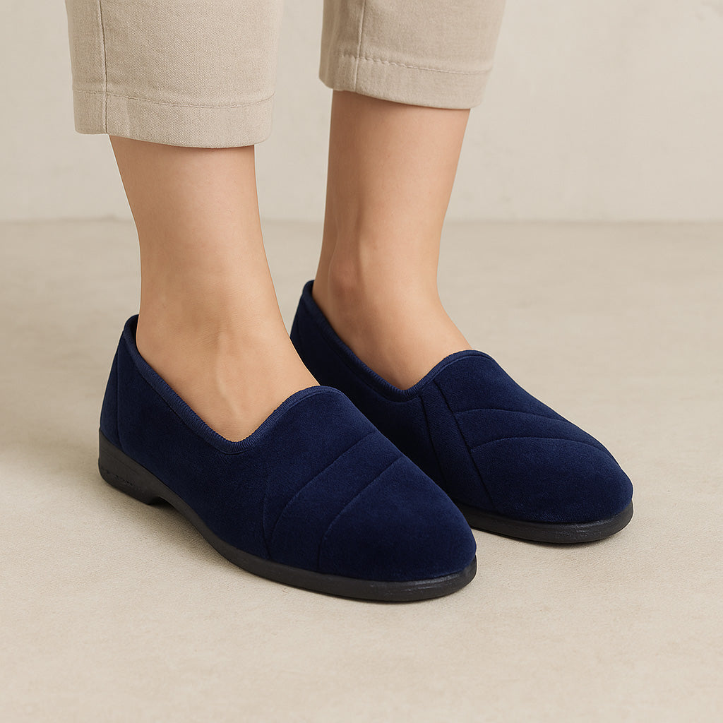 Euroflex Koala navy slippers with soft fabric and cozy design, perfect for indoor comfort and casual wear.