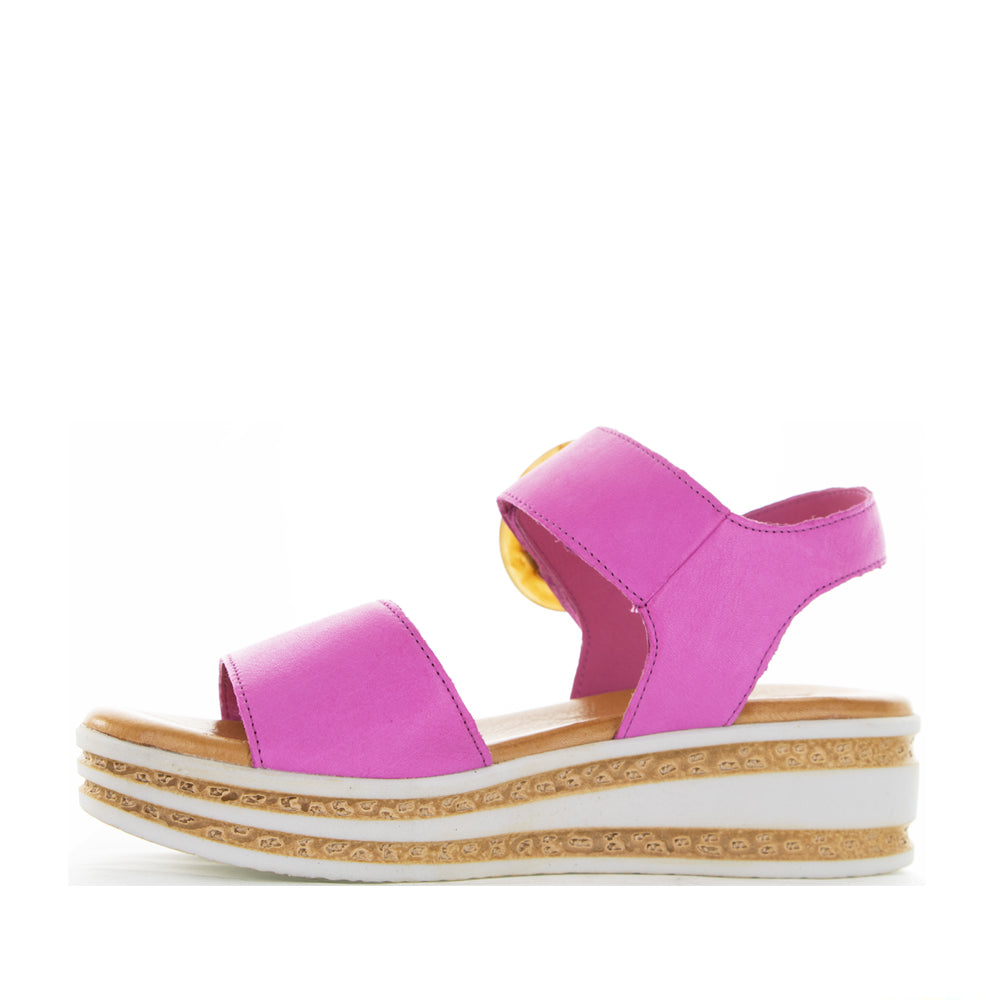 Le Sansa Guard hot pink sandals with open toe design and ankle strap, stylish footwear from Le Sansa.