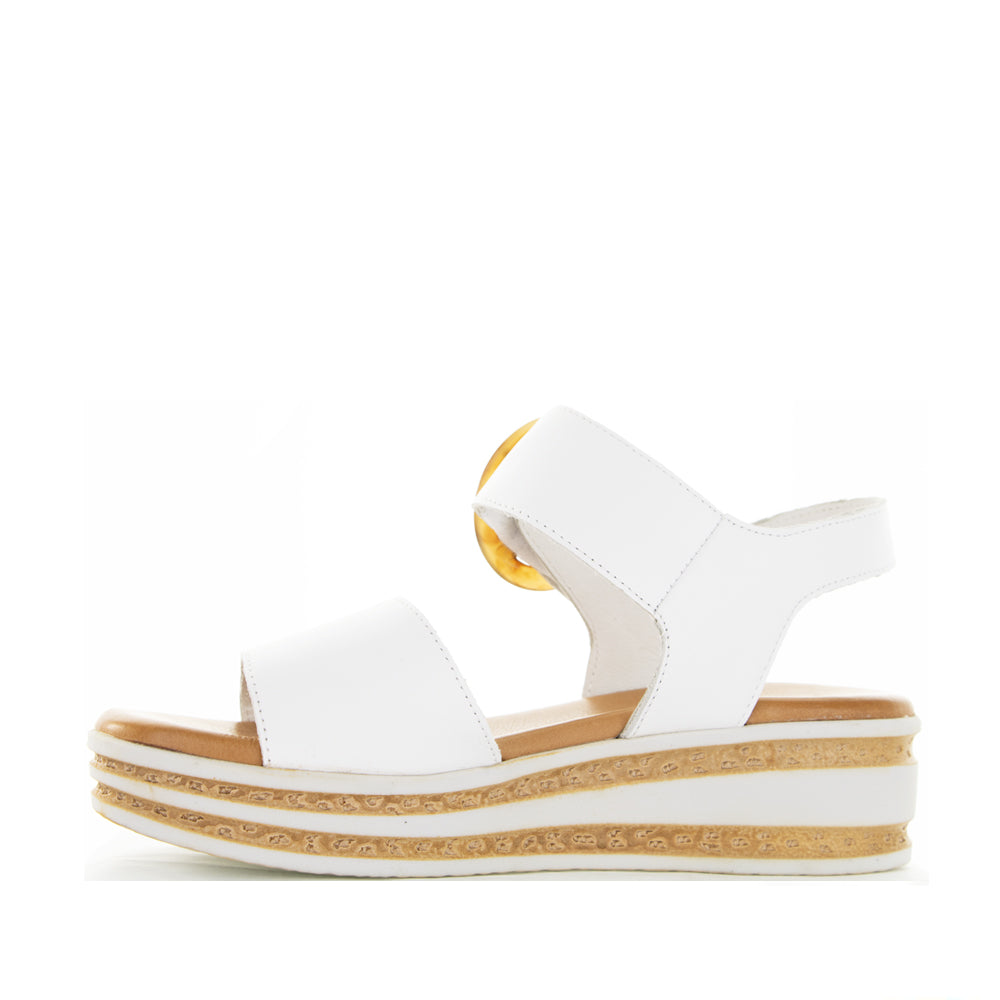 Le Sansa white sandal with open toe and strap design, stylish and comfortable footwear for casual wear.