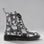LE SANSA Depth Black Floral boots showing black leather with floral embroidery and lace-up design.