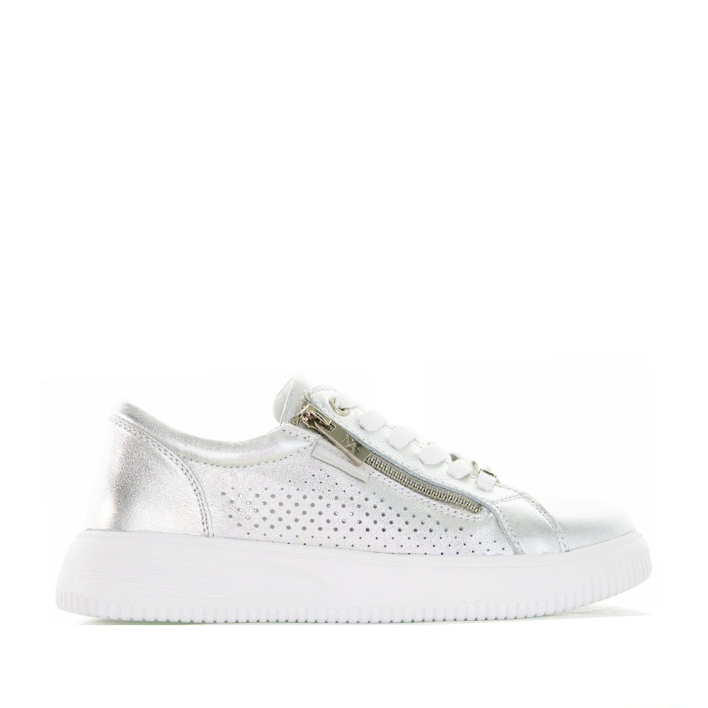 Naked Arches Noble 02 Silver sneakers with sleek silver design and comfortable casual fit.