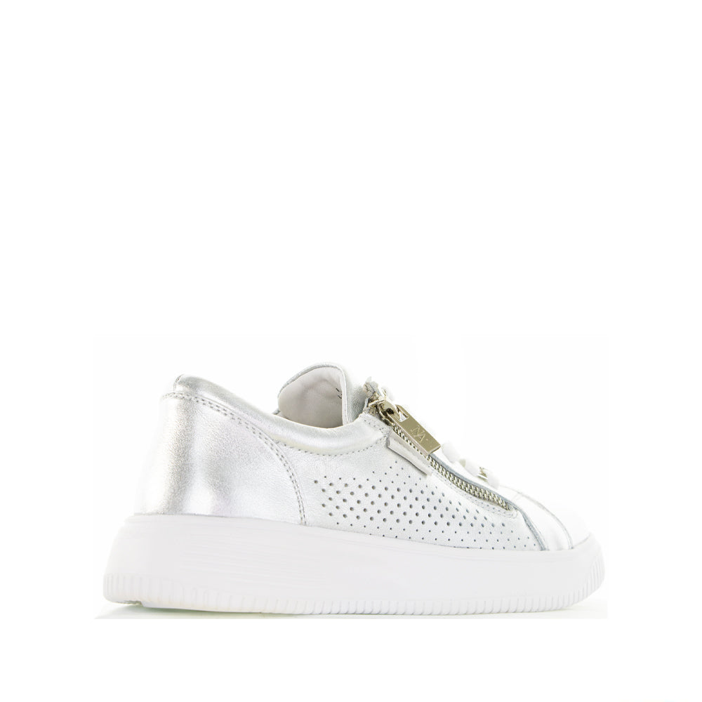 Naked Arches Noble 02 Silver sneakers with sleek silver design and modern athletic style, showcasing the stylish footwear front view.