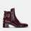 LE SANSA Romy Merlot boots featuring sleek leather design and ankle-high style with a stylish leather finish.