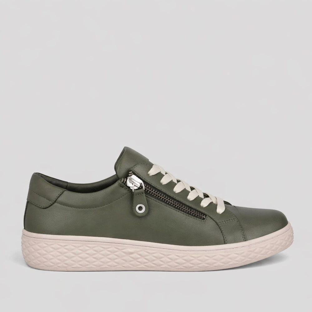 Pair of Cabello Rose Khaki sneakers with rose and khaki color design, featuring stylish laces and a sleek athletic look.