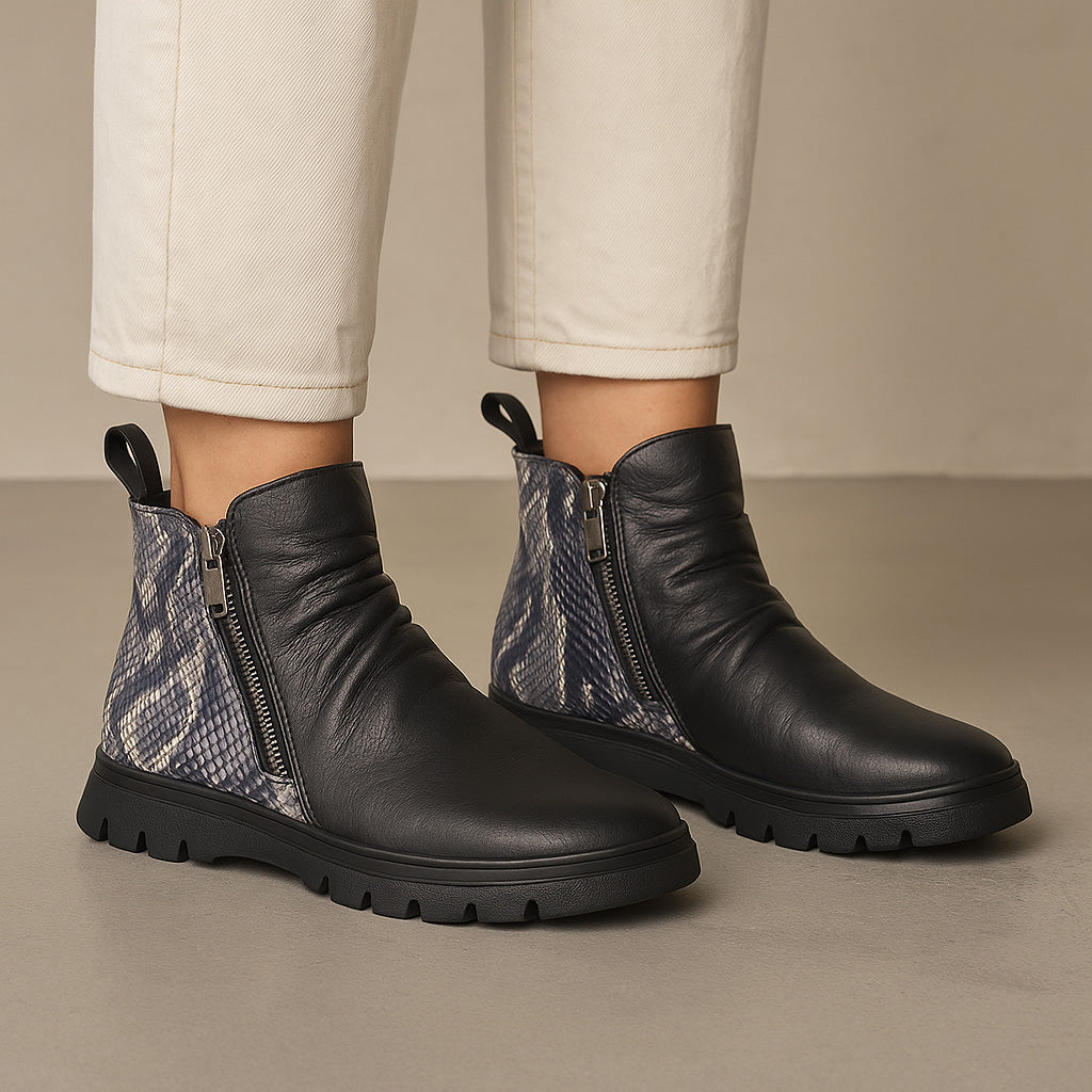 LESANSA RUBEL BLACK PRINT Women Boots - Zeke Collection NZ