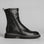 EOS Skarlet Black boots with sleek design, featuring black leather material and stylish ankle-high silhouette.